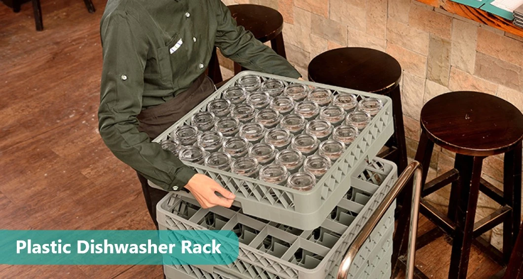 25-Compartment Gray Brown Plastic Commercial Drying Rack for Glass