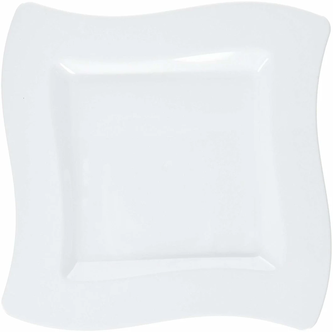 Disposable Plastic Dinner Plate, Heavy Duty Fancy Wave Design, Reusable