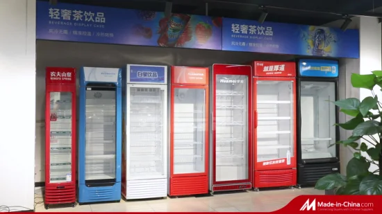 Vidrio comercial de doble capa, puerta única, bebidas de cerveza de lujo verticales y almacenamiento de exhibición refrigerada de alimentos prefabricados LC-318