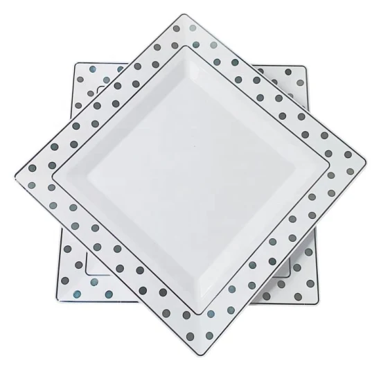 Platos de plástico desechables cuadrados para fiesta de boda de 10 