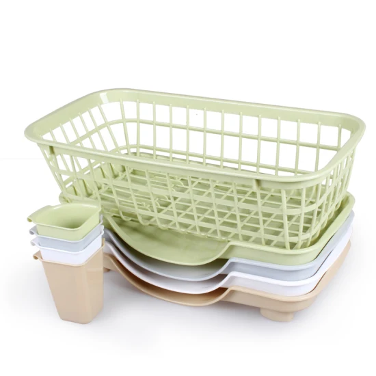 Cuencos de plástico de una sola capa para cocina, palillos, cesta de drenaje, estante de secado de platos de plástico