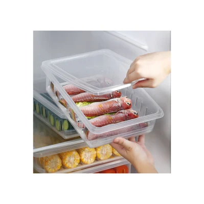 Caja de conservación de alimentos de cocina de alta calidad Contenedor de almacenamiento de refrigerador de frutas y verduras transparente