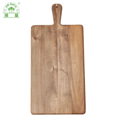 Tabla de cortar de madera de acacia fuerte y gruesa con diseño personalizado de Amazon con mango