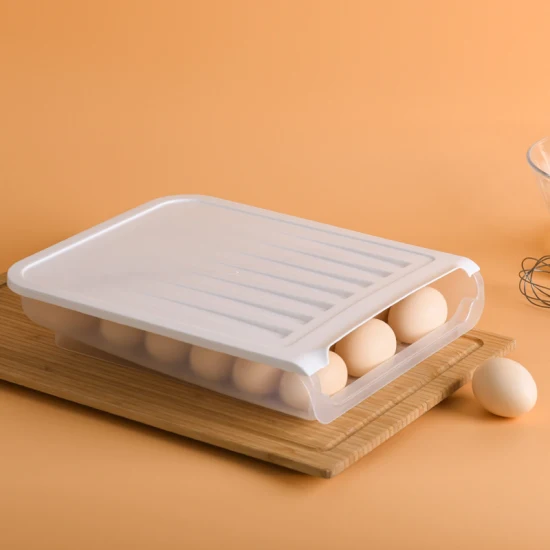 Caja de almacenamiento de huevos de una sola capa con tapa, caja de conservación de refrigerador de 18 rejillas, bandeja de plástico para huevos, caja de huevos de pato grueso