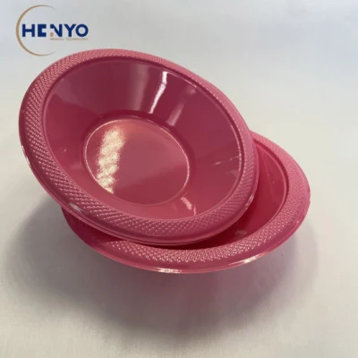 Plato de cena de plástico respetuoso con el medio ambiente de grado alimenticio de disco redondo rojo rosa placa ovalada para pasta